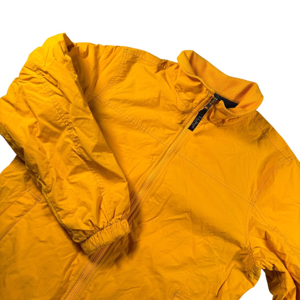 VTG LL Bean Reversible Jacket Womens Sz‎ M Yellow Blue Fleece Nylon Windbreaker